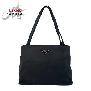 Prada Tessuto triangular logo plate black nylon tote bag shoulder